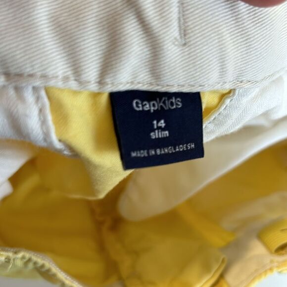 VINEYARD VINES GAP Size 14 Slim Boy's Cotton Chino Shorts Plaid Yellow Green - Picture 8 of 14